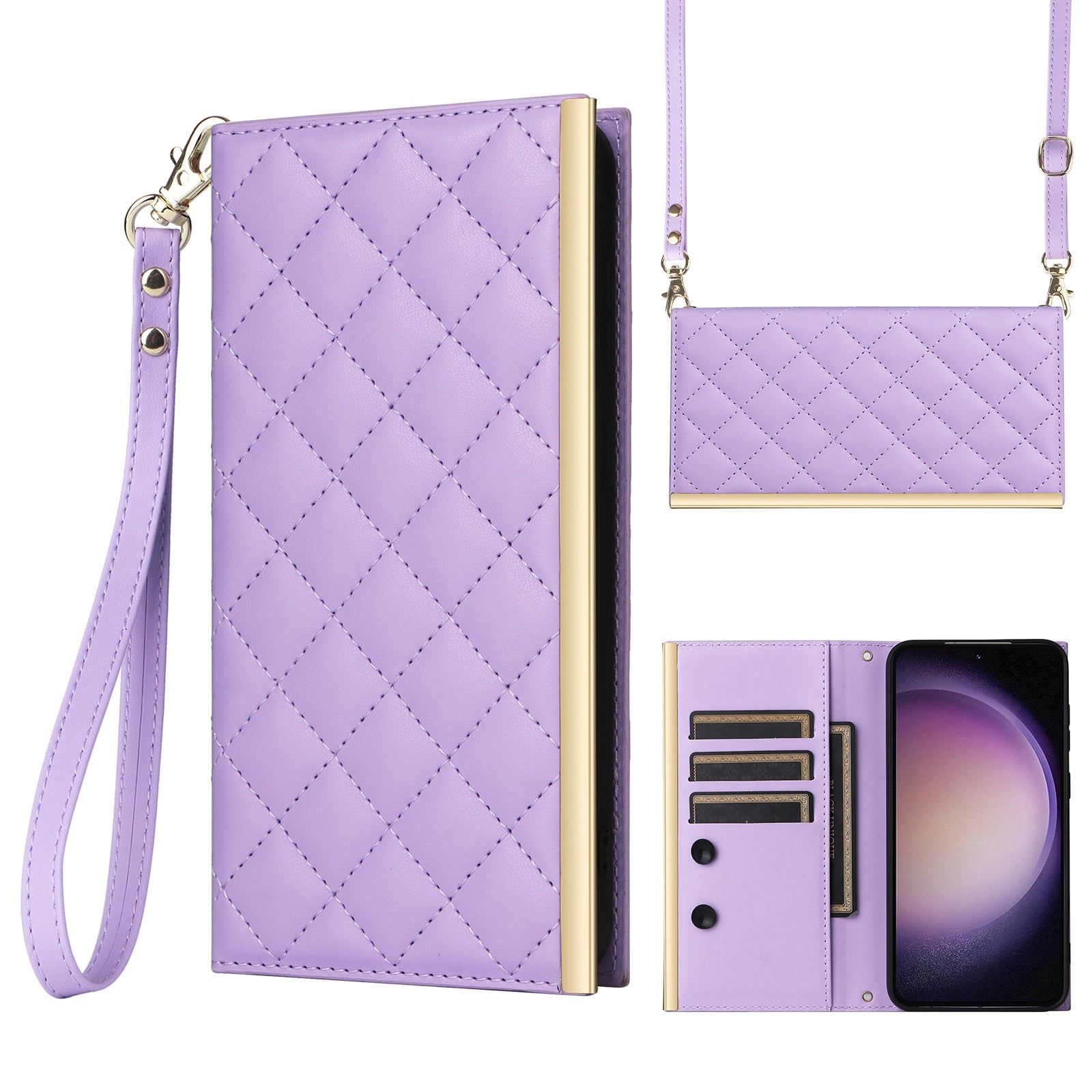 For Samsung Galaxy S23 Leather Case Suction Cup Wallet Flip Phone Cover with Shoulder Strap For Samsung Galaxy S23 Leather Case Suction Cup Wallet Flip Phone Cover with Shoulder Strap